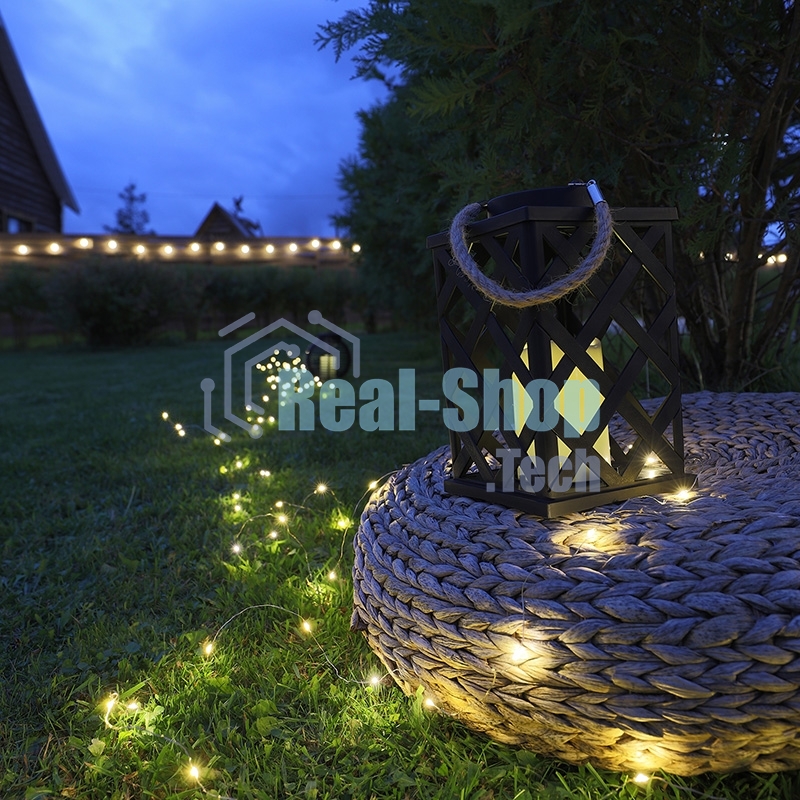 Декоративный фонарь Neon-night на солнечной батарее 14х14х24 см, черный плетеный корпус, теплый белый цвет свечения