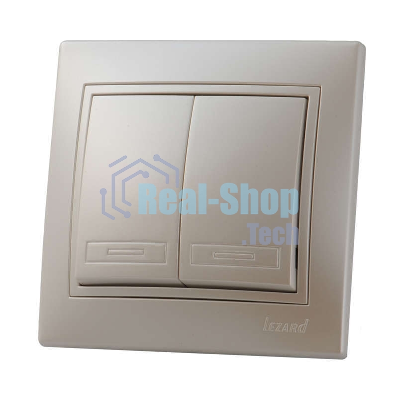 Выключатель 2-кл. СП Мира 10А IP20 жемчуж. белый перламутр LEZARD 701-3030-101