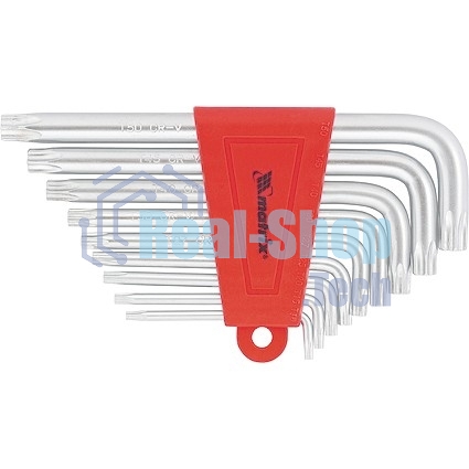 Набор ключей имбусовых Matrix TORX, 9 шт., T10-T50, CrV, короткие, сатин.