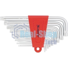 Набор ключей имбусовых Matrix TORX, 9 шт., T10-T50, CrV, короткие, сатин.