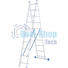 Лестница Сибртех, 2 х 10 ступеней, алюминиевая, двухсекционная