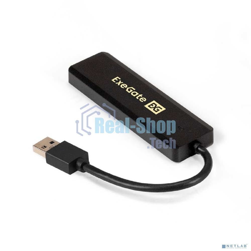 USB-концентратор ExeGate DUB-4P/1 (кабель-адаптер USB3.0 --> 4xUSB3.0, Plug&Play, черный)