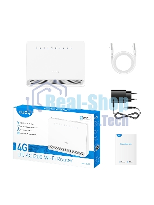 Маршрутизатор CUDY AC1200 Wi-Fi 4G LTE Cat.4 Router, AC1200 Wi-Fi, build-in 4G LTE modem, 4 10/100M RJ45 Ports, Nano SIM Slot, 300Mbps at 2.4GHz + 867Mbps at 5GHz, Internal antennas, PPTP/L2TP/OpenVPN/WireGuard VPN, DNS over Cloudflare/Google/Quad9, DDNS, SMS, Band locking, TR069/TR098/TR111/TR181, Cudy Mesh Support, LTE-FDD: B1/3/5/7/8/20/28; LTE-TDD: B38/40/41;WCDMA: B1/5/8/8
