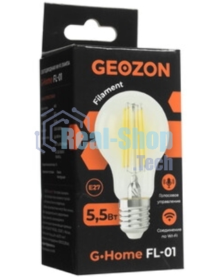 Умная LED лампа филамент GEOZON/E27/A60/5.5W/2200K-5500K/Wi-Fi/AC 220-250В, 50/60Гц/500lm/transparent GSH-SLF01