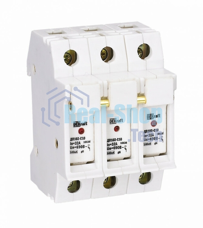 Держатель предохр. типа Dekraft C10 с LED индикацией 3P DEKraft ДП-102c