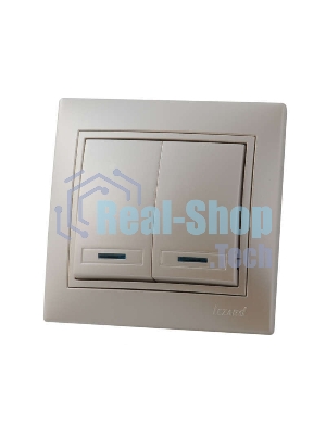 Выключатель LEZARD 701-3030-112 серия скр. проводки Мира двойной подсветка жемчужно-белый перламутр
