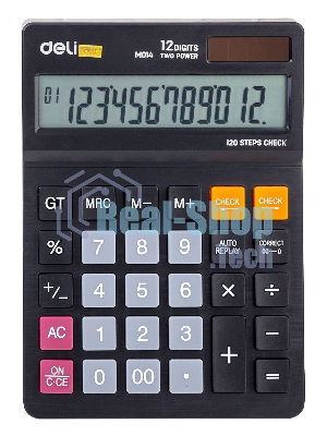 Калькулятор настольный Deli EM01420 черный 12-разр.