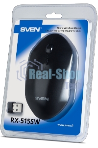 Мышь беспроводная SVEN RX-515SW черный, 1600 dpi, радиоканал, USB, кнопки - 4