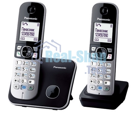 Телефон беспроводной (DECT) Panasonic KX-TG6812RU черный (труб. в компл.:2шт) АОН