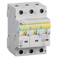 Выключатель автоматический трехполюсный ВА47-60M 3Р 16А 6кА С MVA31-3-016-C IEK