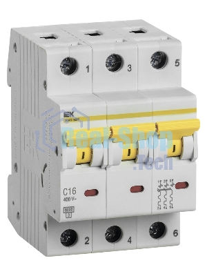 Выключатель автоматический трехполюсный ВА47-60M 3Р 16А 6кА С MVA31-3-016-C IEK