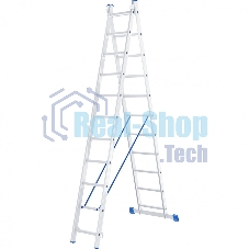 Лестница Сибртех, 2 х 11 ступеней, алюминиевая, двухсекционная