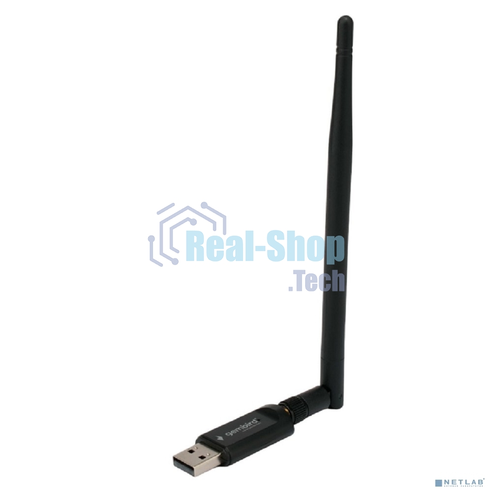 Сетевой адаптер Wi-Fi+Bluetooth Gembird WNP-UA-019, двухдиапазонный с антенной, 600Мбит, USB, 802.11b/a/g/n/a