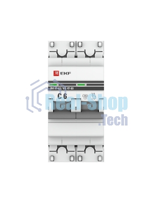 Выключатель автоматический модульный 2п C 6А 4.5кА ВА 47-63 PROxima EKF mcb4763-2-06C-pro
