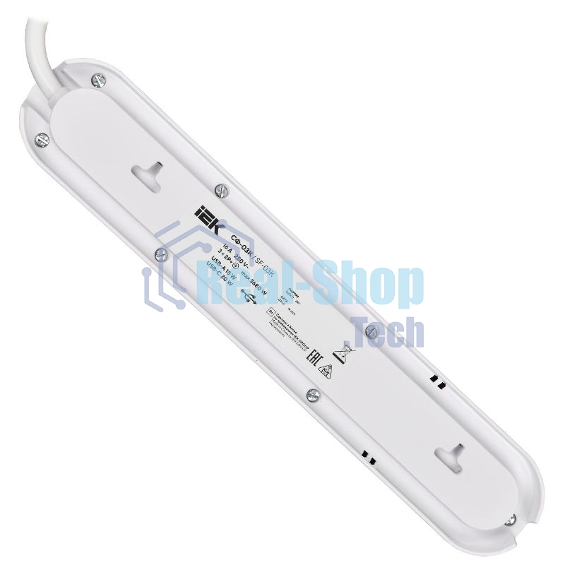 Фильтр сетевой СФ-03К 16А USB A+C 20Вт 1,5м 3х1,5мм2 черный