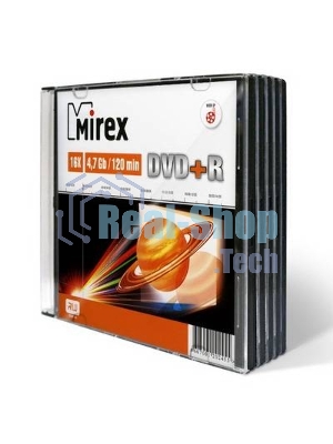 Диск DVD+R Mirex 4.7 Gb, 16x, Slim Case (5), (5/200)