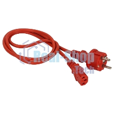 Шнур питания Lanmaster C13-Schuko прямая, 3х0.75, 220В, 10А, красный, 2 метра