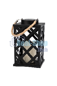 Декоративный фонарь Neon-night на солнечной батарее 14х14х24 см, черный плетеный корпус, теплый белый цвет свечения