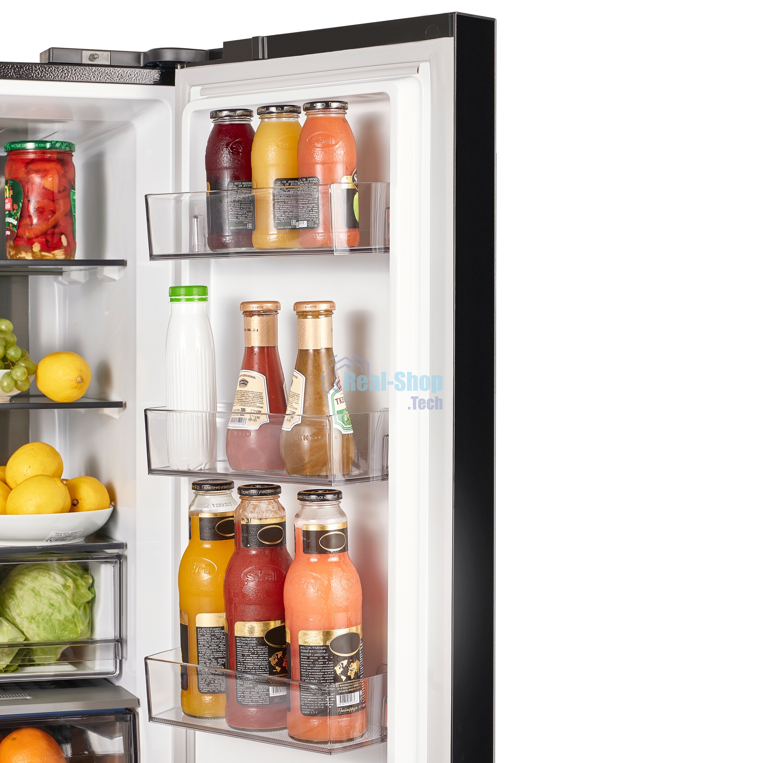 Холодильник Maunfeld MFF183NFSBE черная нержавеющая сталь трехкамерный инвертор 405л морозилка снизу