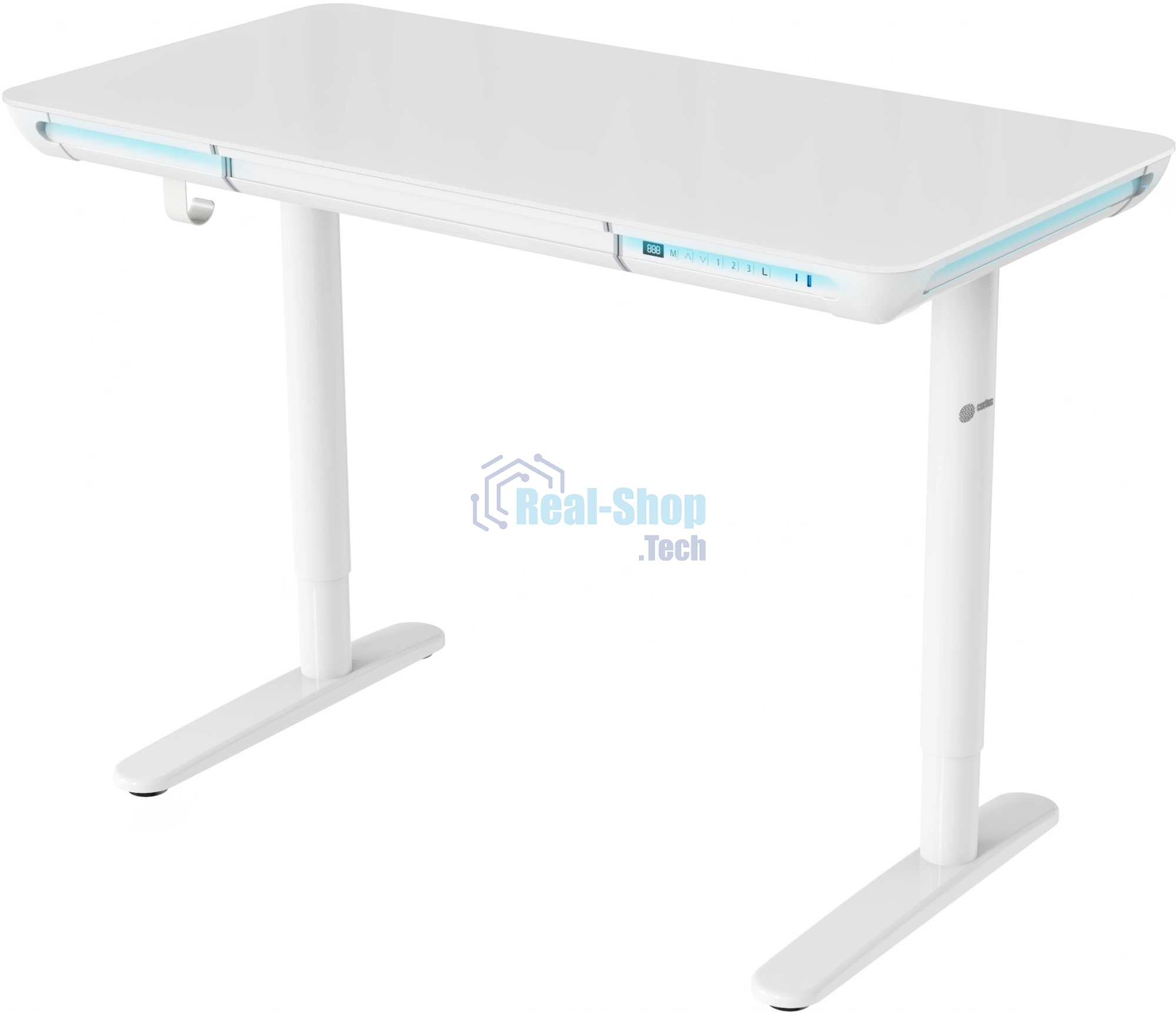 Стол компьютерный Cactus CS-EGD-WT-LED столешница закаленное стекло, белый каркас белый