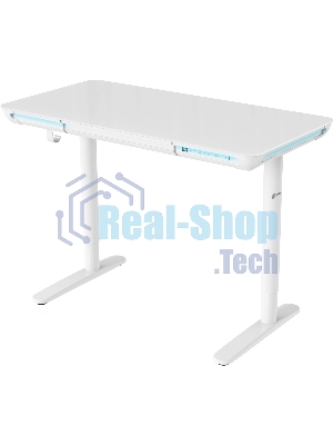 Стол компьютерный Cactus CS-EGD-WT-LED столешница закаленное стекло, белый каркас белый