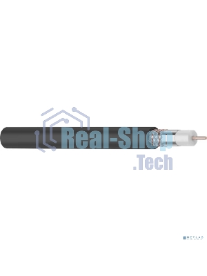Кабель коаксиальный Rexant RG-6U+Cu, 75 Ом, Cu/Al/Cu, 64%, бухта 100 м, черный OUTDOOR