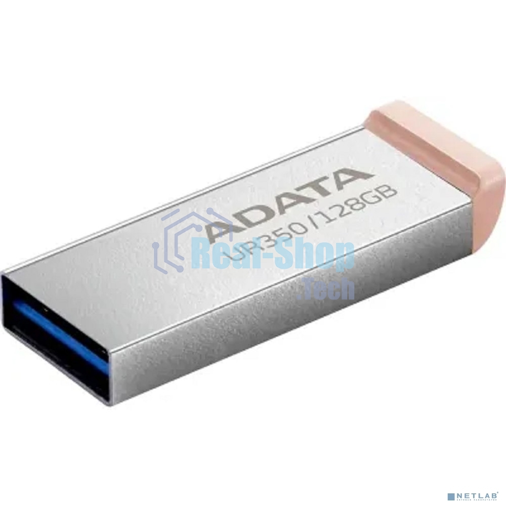 Флешка USB ADATA UR350 (UR350-128G-RSR/BG), 128Gb, USB 3.2, R/W 100/15, серебристый/коричневый