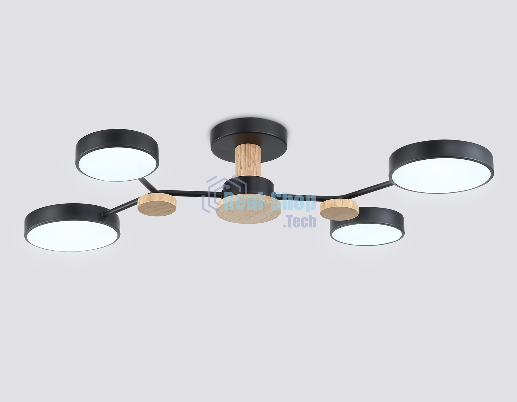 Светильник Ambrella light FL4860/4 BK/WD черный/дерево 60W 3000-6000K 700*400*120 (без ПДУ)