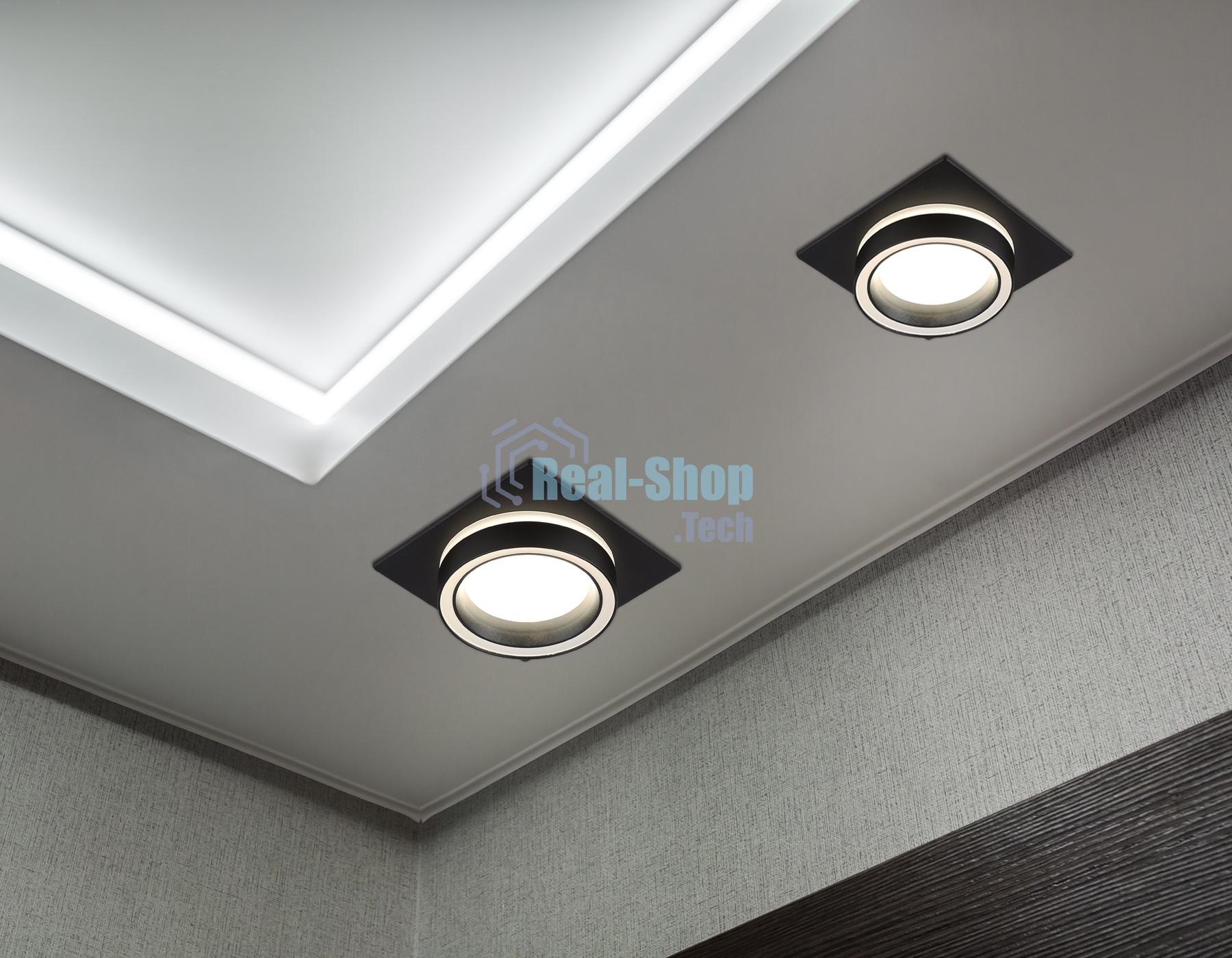 Светильник Ambrella light TN52422 BK/FR черный/белый матовый GX53 max 12W 105*105*45