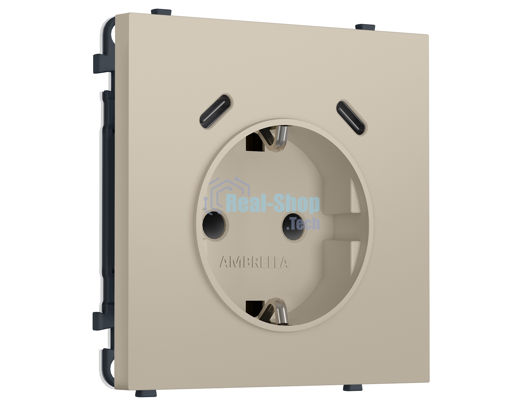 Комплект механизма электрической розетки SIGMA Кашемир 2USB С+C 20W (быст. зар.) с/з с/ш 16A-250V QUANT PRO (SP3505, PR165)