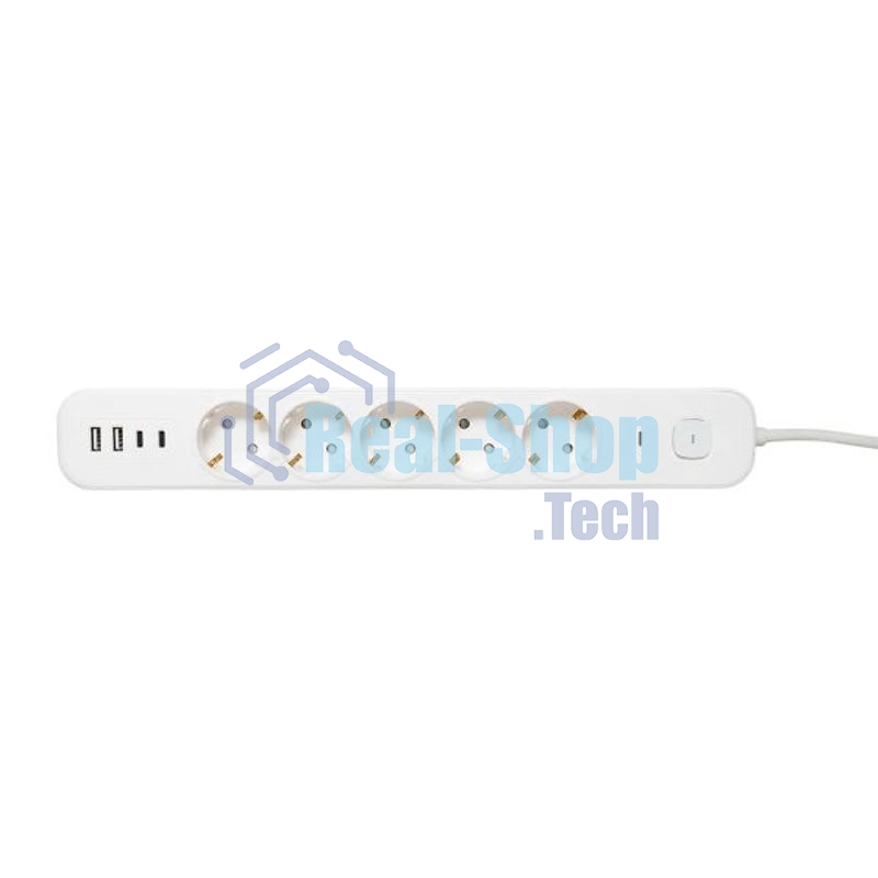 Удлинитель EKF UBA-LUX-515-TC 5х1.5 м IP20 2USB 2.4А+2type-C LUX 1.5 кв.мм