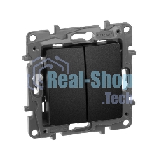 Переключатель 2клавишный 10AX, антрацит ETIKA 