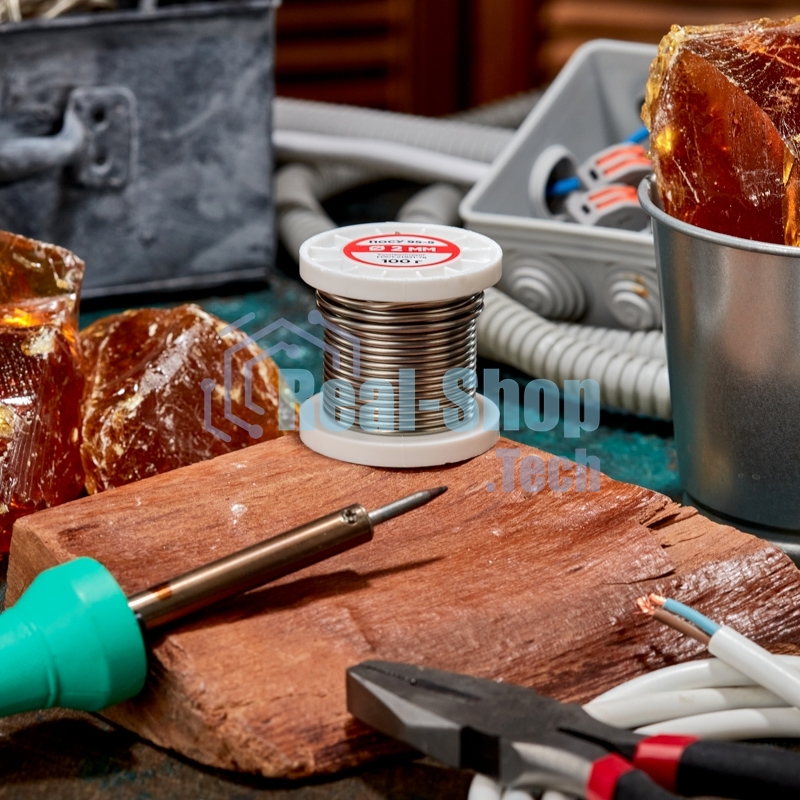 Припой Rexant ПОСу 95-5, 100г, Ø2мм, (олово 95%, сурьма 5%), бессвинцовый, ГОСТ 21931-76, катушка