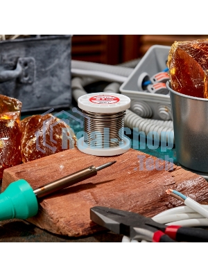 Припой Rexant ПОСу 95-5, 100г, Ø2мм, (олово 95%, сурьма 5%), бессвинцовый, ГОСТ 21931-76, катушка