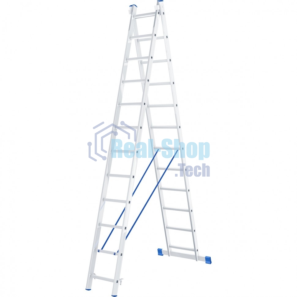 Лестница Сибртех, 2 х 12 ступеней, алюминиевая, двухсекционная