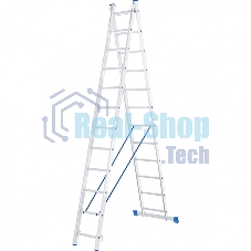 Лестница Сибртех, 2 х 12 ступеней, алюминиевая, двухсекционная