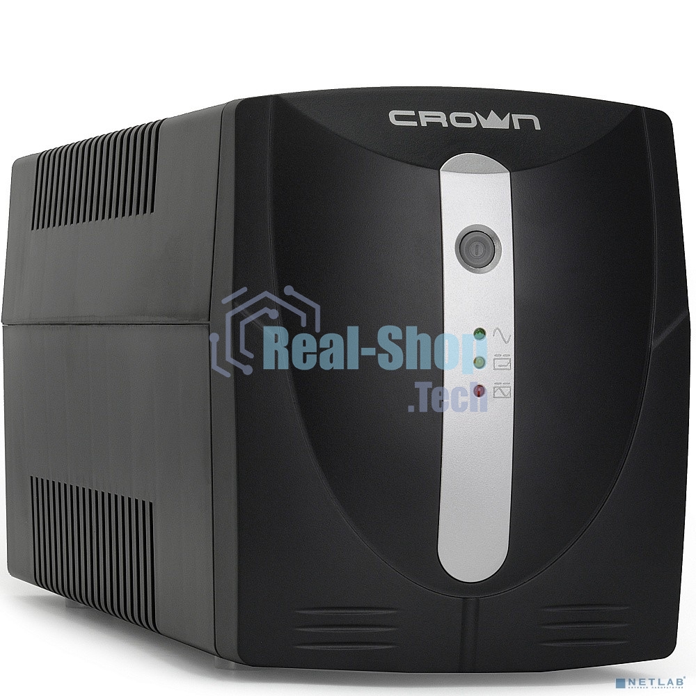Источник бесперебойного питания Crown CMU-1000X (1000VA/600w; Off-Line; 2 х Euro с резервным питанием и фильтрацией; 12V7AH х 2; Металл)