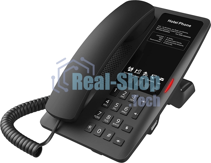 Гостиничный IP-телефон Fanvil H4W WIFI Hotel Phone 2 SIP Lines 1 USB Port for phone charging 5 Soft keys prograммable service hotline 2.4GHz&5GHz,Wi-Fi 6 PoE HD Voice PSU