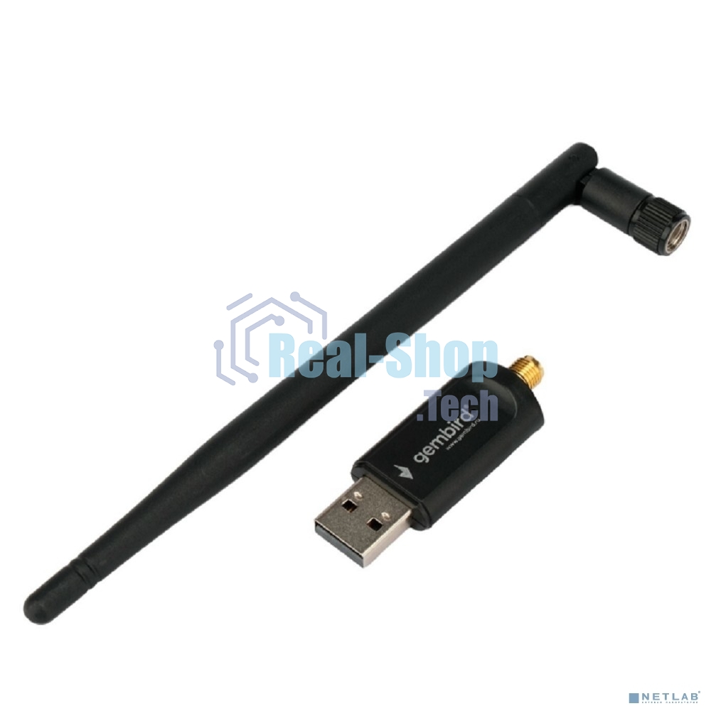 Сетевой адаптер Wi-Fi+Bluetooth Gembird WNP-UA-019, двухдиапазонный с антенной, 600Мбит, USB, 802.11b/a/g/n/a