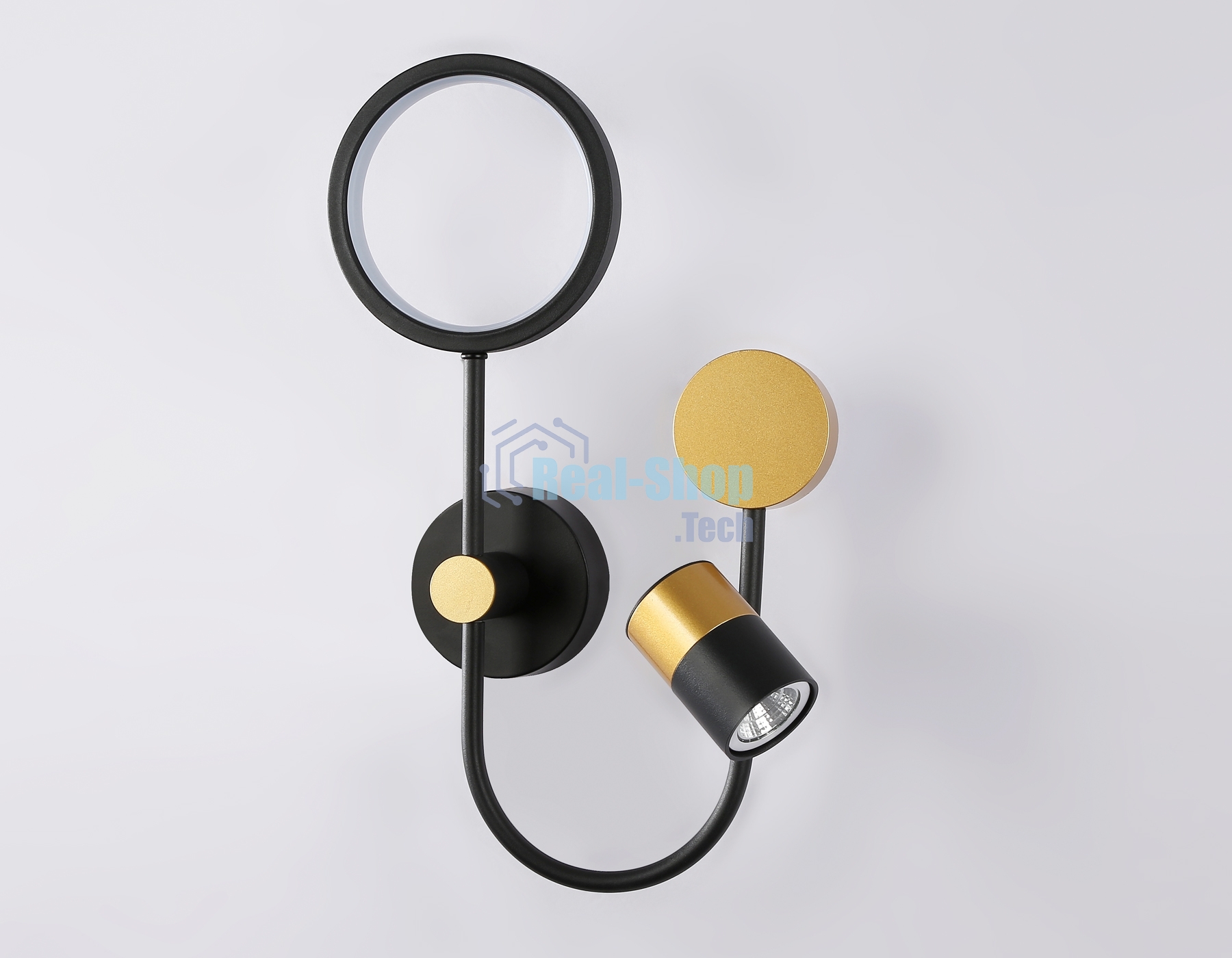 Настенный светодиодный светильник со сменной лампой Ambrella light FL51602/3 BK/GD черный/золото 11W 4200K+GU10 424*275*100