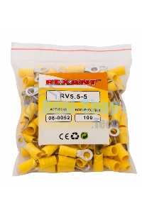 Наконечник кольцевой изолированный Rexant ø 5.3 мм 4-6 мм² (НКи 6.0-5/НКи5,5-5) желтый