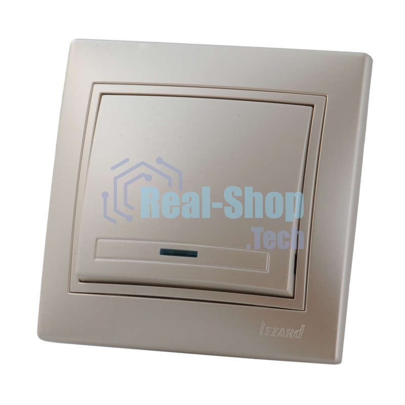 Выключатель 1-кл. СП Мира 10А IP20 с подсветкой жемчуж. белый перламутр LEZARD 701-3030-111