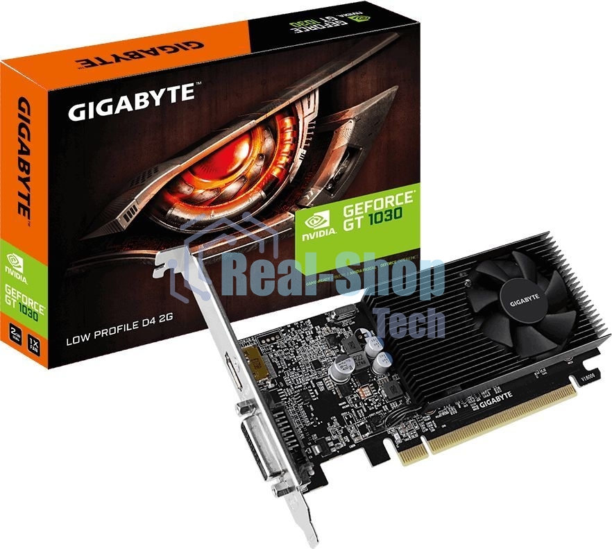 Видеокарта Gigabyte GV-N1030D4-2GL NVidia GeForce GT 1030, 2Gb DDR4/64-bit, PCI-Ex16 3.0, DVI-Dx1, HDMI2.0bx1, LP, 2-slot cooler, Retail