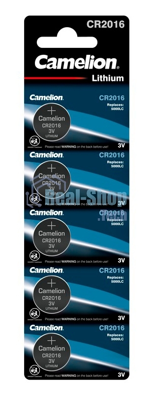 Элемент питания литиевый Camelion CR CR2016 BL-5 (блист.5шт)