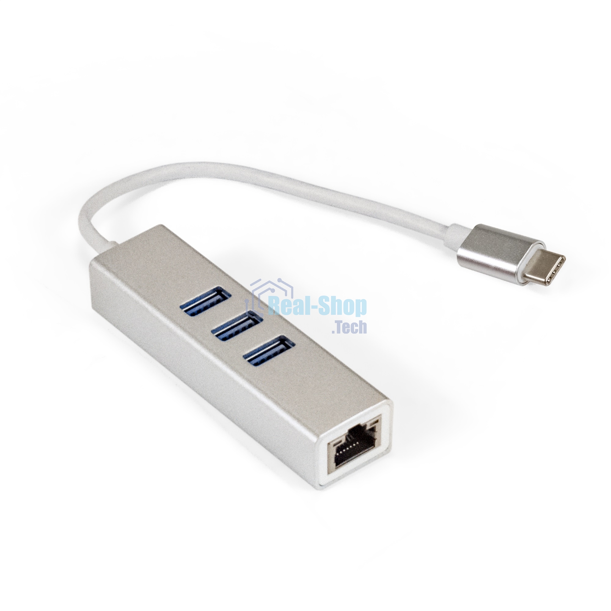 Кабель-адаптер ExeGate EXE-77C-45 (USB3.0 Type-C --> 3xUSB3.0 + 1xRJ45 UTP 1000Mbps RLT8153)