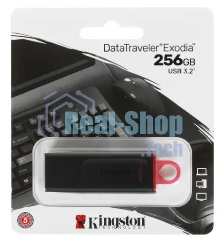 Флешка USB Kingston 256Gb USB 3.2 Gen1 DataTraveler Exodia черный/розовый