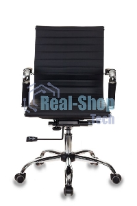 Кресло руководителя Бюрократ CH-883-LOW/BLACK черный, низкая спинка, искусственная кожа, крестовина хром