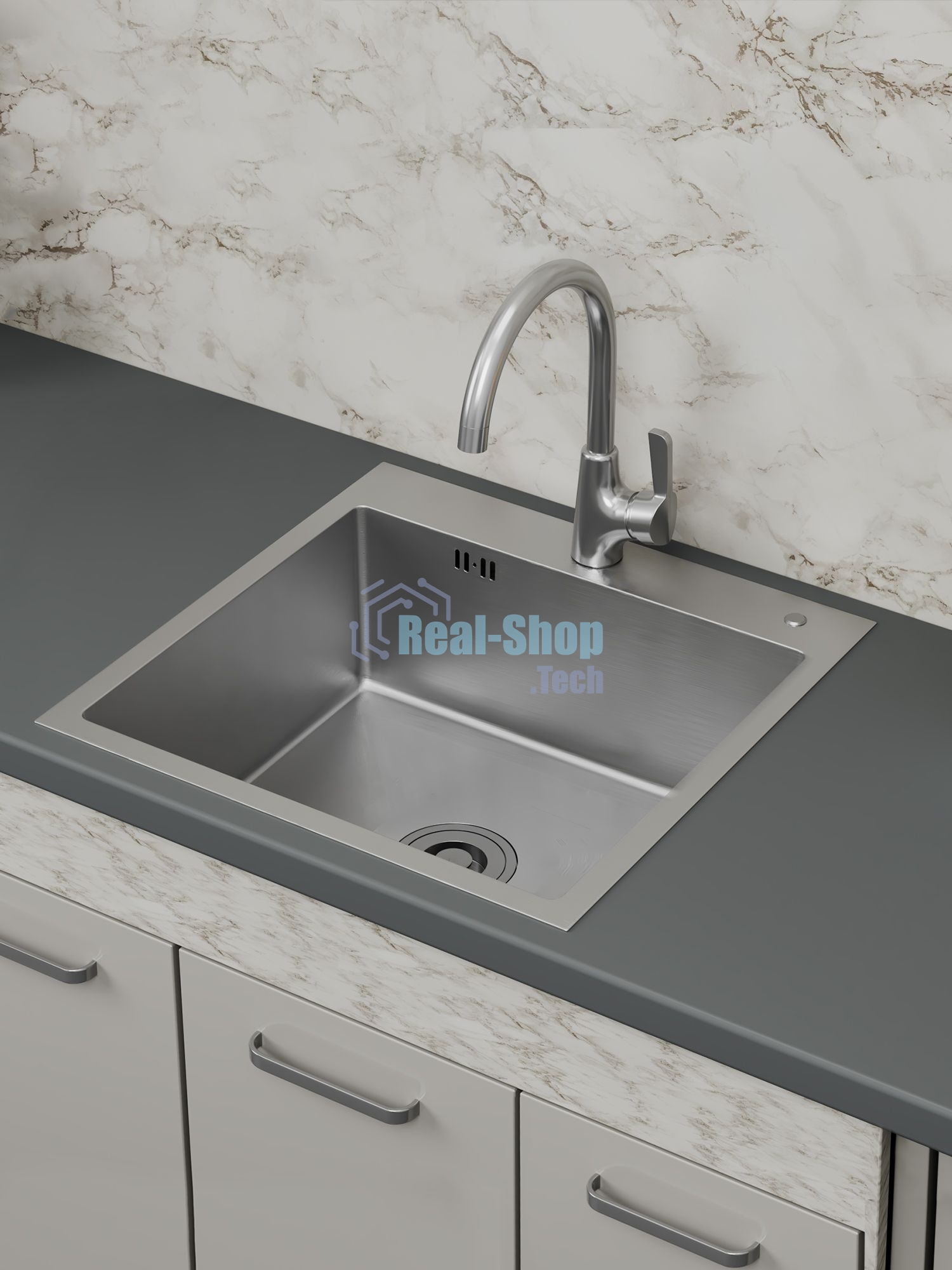 Мойка кухонная из нержавеющей стали BAU SOUL КТ5050S SATIN, сифон EASY CLEAN в комплекте.