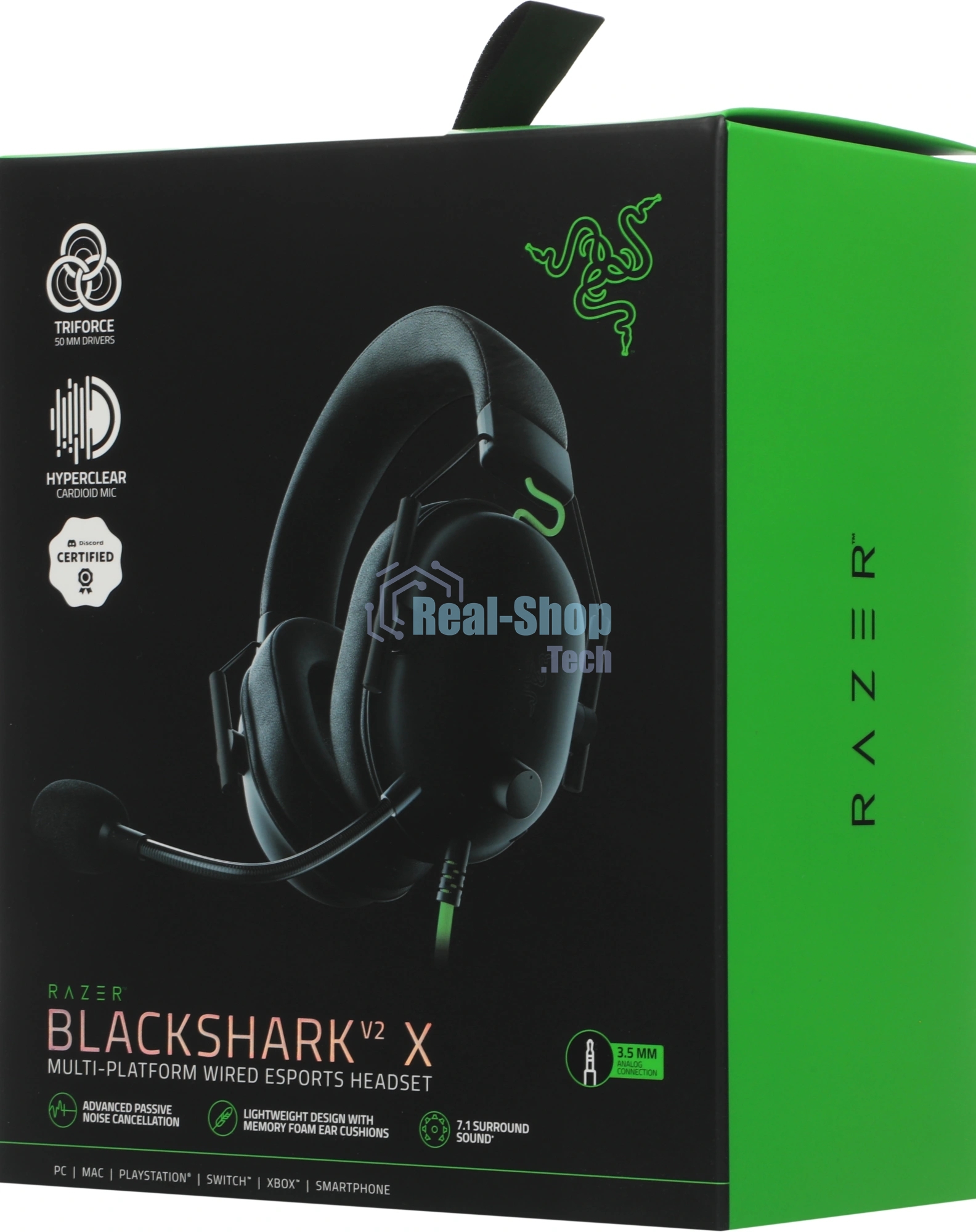Гарнитура Razer Blackshark V2 X чёрный, проводная, 3.5 мм