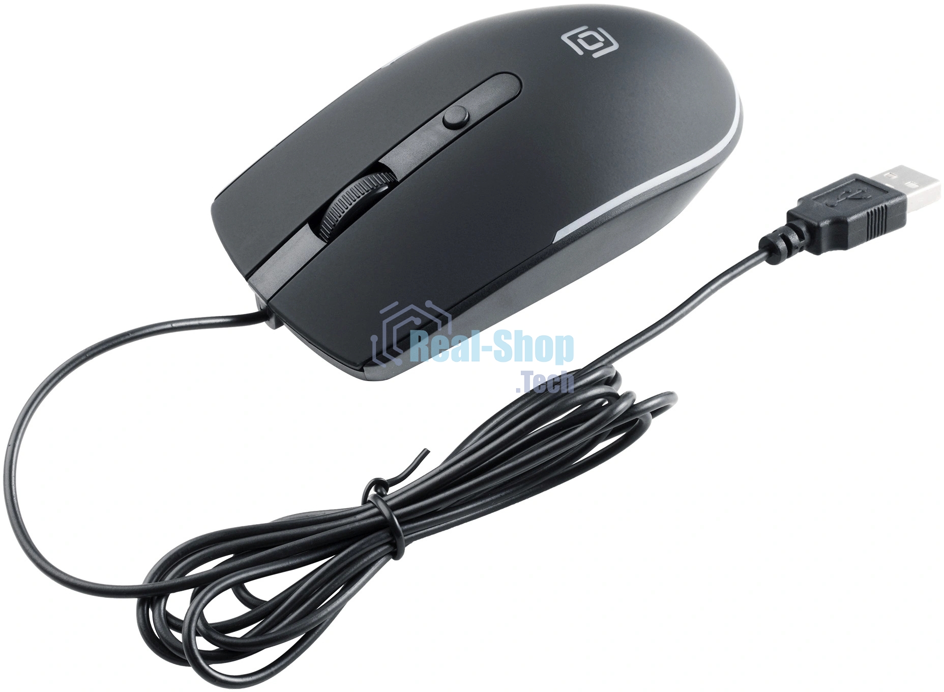 Мышь проводная Oklick 100M черный, 1600 dpi, USB, кнопки - 4